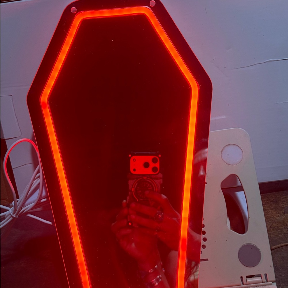 Dolls Kill Red LED Coffin Mirror